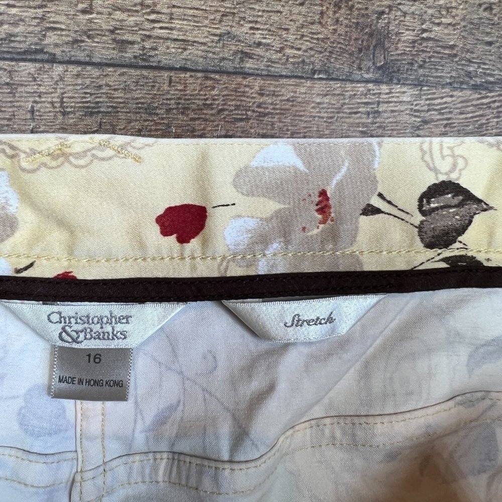 Christopher & Banks Yellow Floral Pants size 16 - Picture 3 of 4